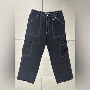 TiLLY’S RSQ Mens Baggy Pull On Cargo Pants Size 31 Black Denim